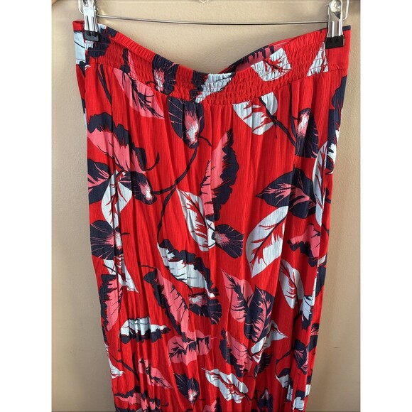 Express Women’s Red Leaf Print Wrap Skirt Size Medium NWT Flowing Midi Skirt - Picture 7 of 7
